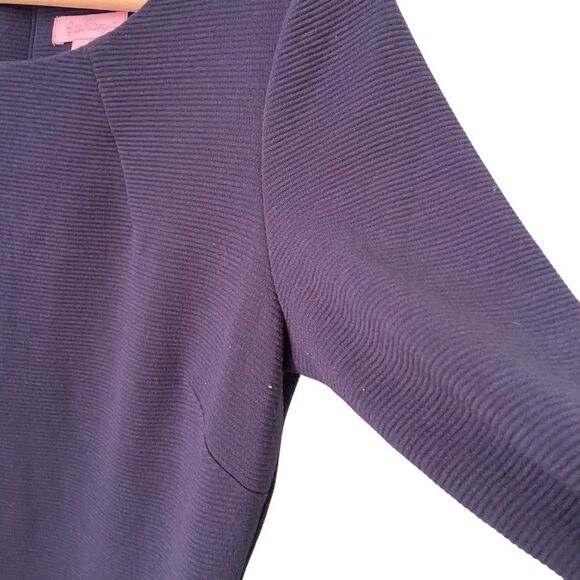 Lilly Pulitzer Charlene Blue Sheath Dress 3/4 Sleeve Scoop Neck in Size Small - Picture 11 of 12